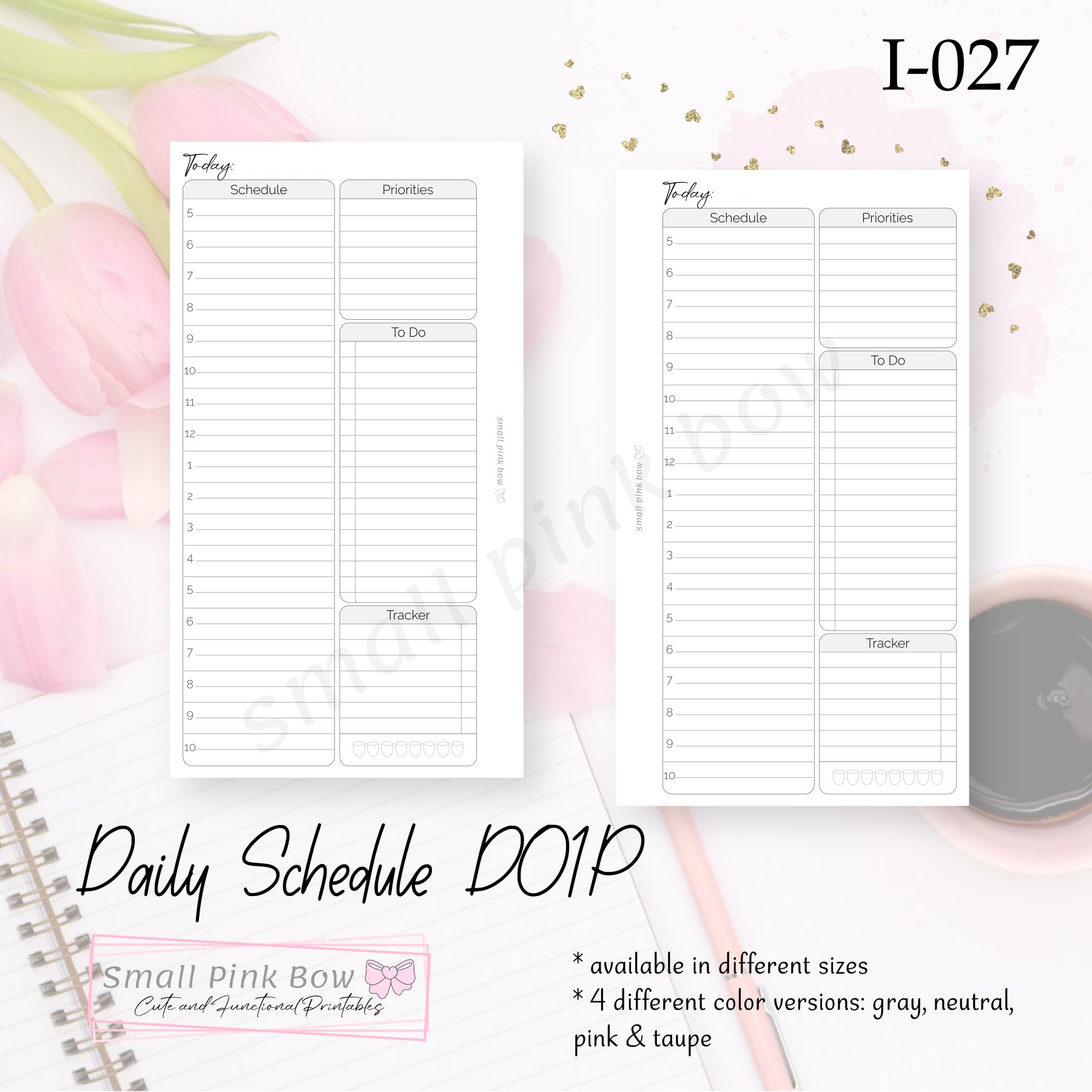 I-027: Daily Schedule DO1P - Gray