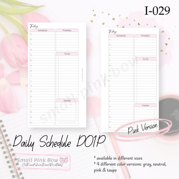 I-029: Daily Schedule DO1P - Pink