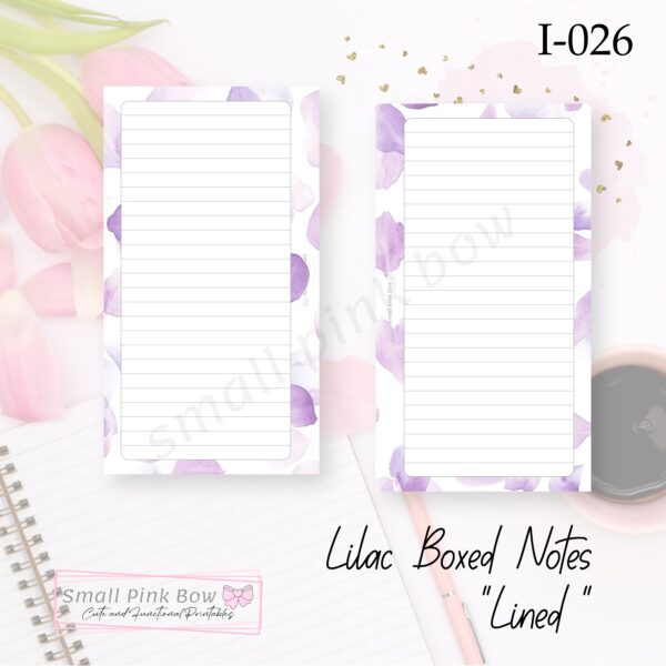 I-026: Lilac Boxed Notes - Lined