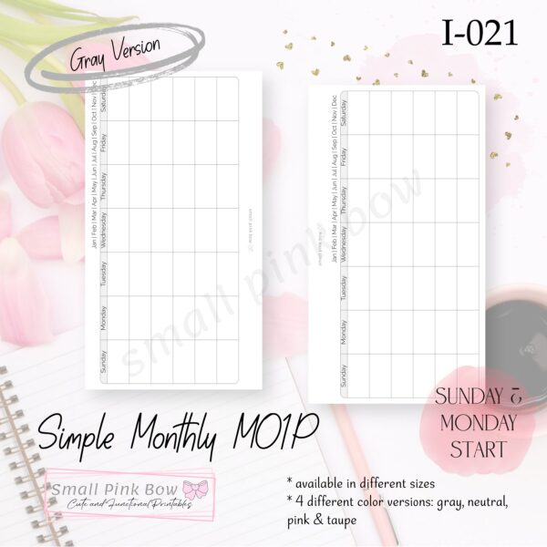 I-021: Simple Monthly MO1P - Gray