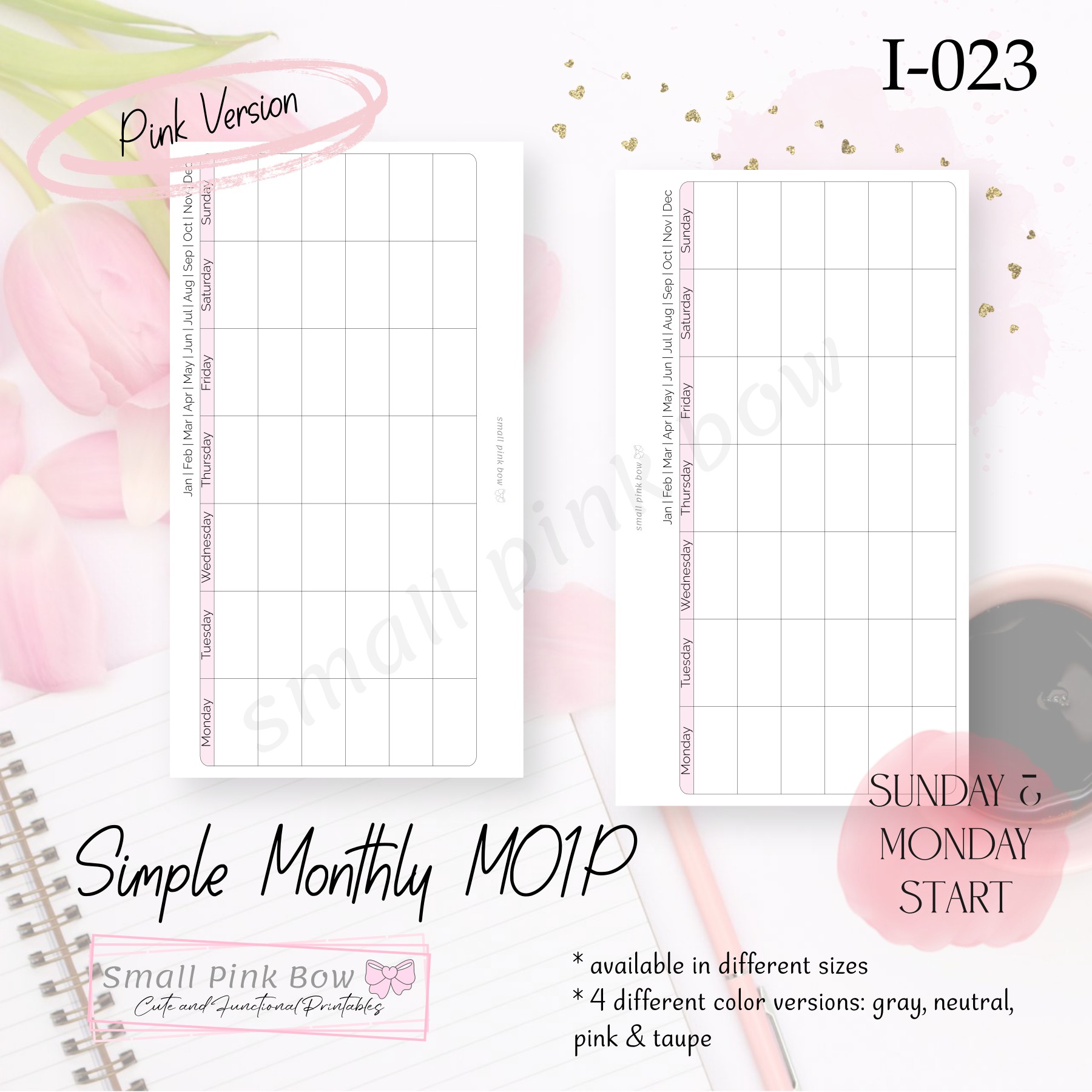 I-023: Simple Monthly MO1P - Pink