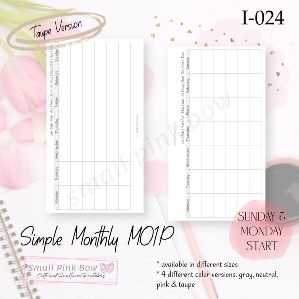 I-024: Simple Monthly MO1P - Taupe